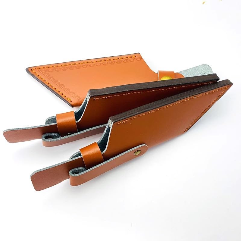 2PCS Knife Sheath, Leather Portable Knife Scabbard with Belt Loop and Snap Closure Fits for Outdoor Pocket Knives