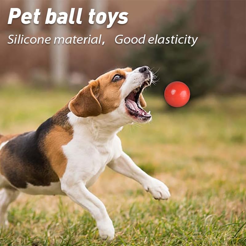 Solid & Silicone Indestructible Ball for Dogs - Lifetime Replacement, Medium to Large Breed - Non-Toxic Natural Rubber Chew Toy-2.7”(Red