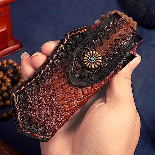 WEISUYUUS Leathers Sheath Folding Knife Pouches Leathers Knife Holsters Folding Knife Sheath Great for Camping Outdoor Activities