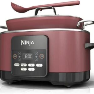 Ninja Foodi PossibleCooker PRO MC1000 8.5Qt Multicooker 8 in 1 Slow Cooker, Dutch Oven, Steam Bake Roast Sear Sauté Bread Maker Warmer, Glass Lid, Integrated Spoon, Nonstick (Cherry)