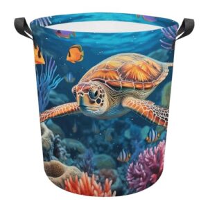 laundry hamper ocean sea turtle freestanding laundry basket thickened waterproof collapsible clothes hamper storage for clothes toys dorm and family