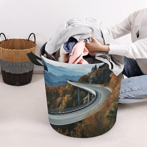 Laundry Hamper Parkway Road Bridge Freestanding Laundry Basket Thickened Waterproof Collapsible Clothes Hamper Storage for Clothes Toys Dorm And Family