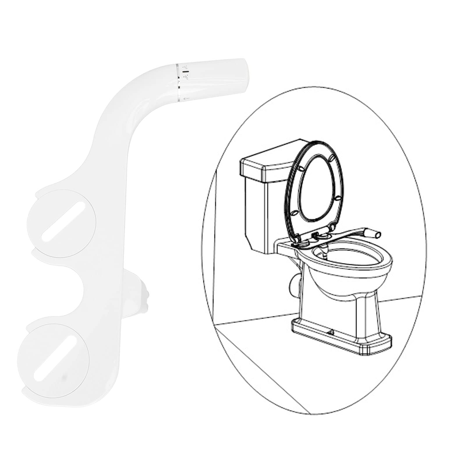 ULTRA SLIM DUAL NOZZLE SELF CLEANING BIDET TOILET SEAT ATTACHMENT FOR FEMININE BUTT WASH TEENAGERS