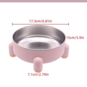 Stainless Steel Cat Bowl, Anti-Slip and Raised Design, Durable HIPS Material, Non-Spill, Dishwasher Safe, Perfect for Cats and Small Dogs, Easy to Clean (Pink, 1 Pcs)