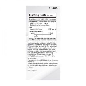 Satco LED Three-Way Lamp, 10/22/33W, Mogul Base, 3000K, White Finish (1)