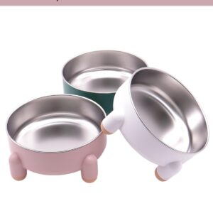 Stainless Steel Cat Bowl, Anti-Slip and Raised Design, Durable HIPS Material, Non-Spill, Dishwasher Safe, Perfect for Cats and Small Dogs, Easy to Clean (Pink, 1 Pcs)