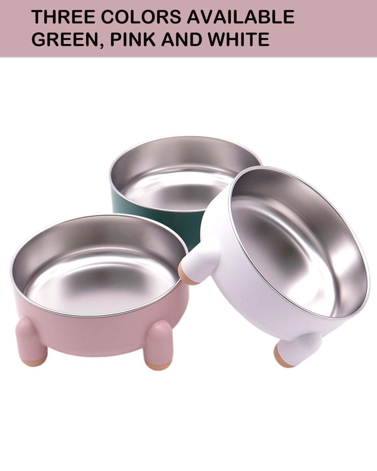 Stainless Steel Cat Bowl, Anti-Slip and Raised Design, Durable HIPS Material, Non-Spill, Dishwasher Safe, Perfect for Cats and Small Dogs, Easy to Clean (Pink, 1 Pcs)