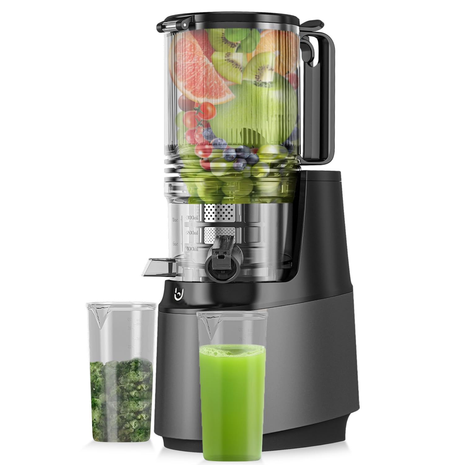 Cold Press Juicer Machines, 350W Masticating Juicer with 5.8" Inch Large Feed Chute for Whole Fruits and Vegetables, Slow Juices Extractor Easy to Clean