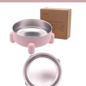 Stainless Steel Cat Bowl, Anti-Slip and Raised Design, Durable HIPS Material, Non-Spill, Dishwasher Safe, Perfect for Cats and Small Dogs, Easy to Clean (Pink, 1 Pcs)