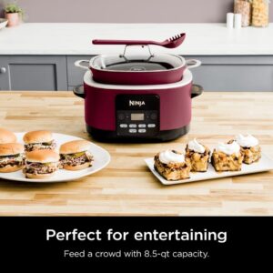 Ninja Foodi PossibleCooker PRO MC1000 8.5Qt Multicooker 8 in 1 Slow Cooker, Dutch Oven, Steam Bake Roast Sear Sauté Bread Maker Warmer, Glass Lid, Integrated Spoon, Nonstick (Cherry)