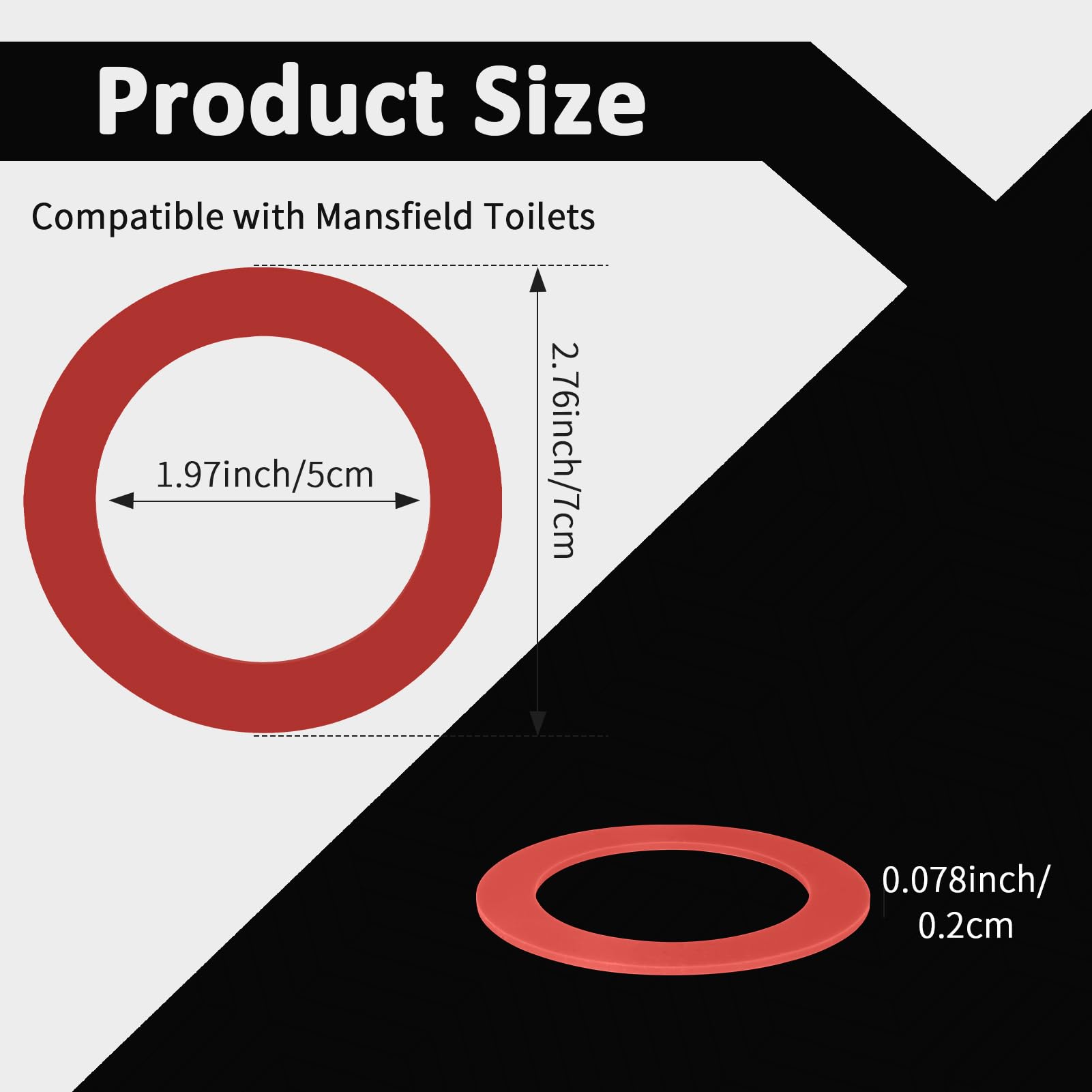 Flush Valve Seal for Mansfield, Upgraded Silicone Material 160 Toilet Parts Replacement for Mansfield models 210 and 211 Flush Valves, Toilet Gasket Equivalent to 630-0030, 3PCS