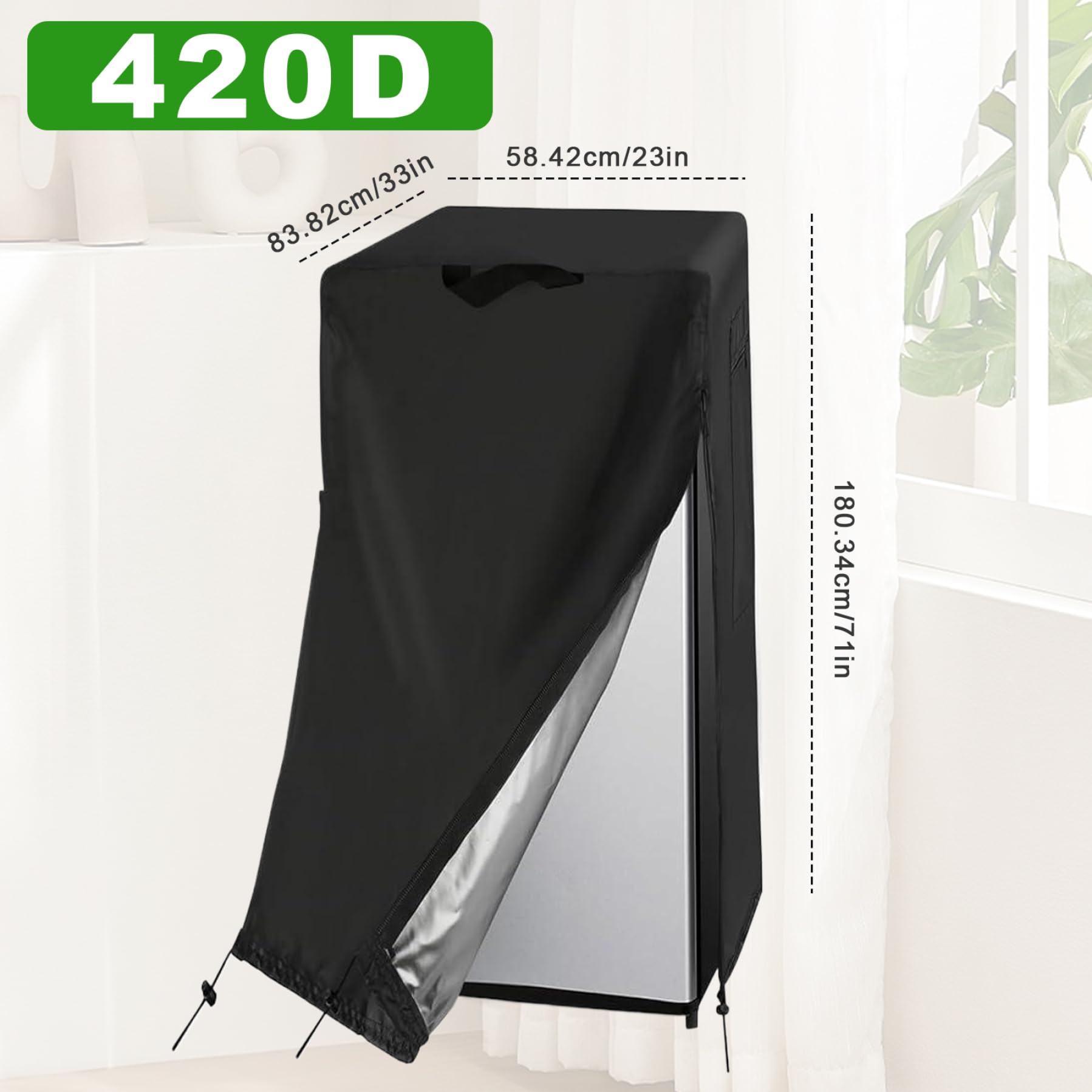 Refrigerator Cover, Waterproof & Dustproof Refrigerator Wrap, Oxford Cloth Outdoor Fridge Cover with Drawstring & Front Zipper For Upright Freezer, Beverage Refrigerator, Refrigerator Cover