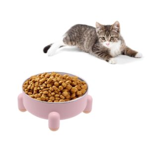 stainless steel cat bowl, anti-slip and raised design, durable hips material, non-spill, dishwasher safe, perfect for cats and small dogs, easy to clean (pink, 1 pcs)