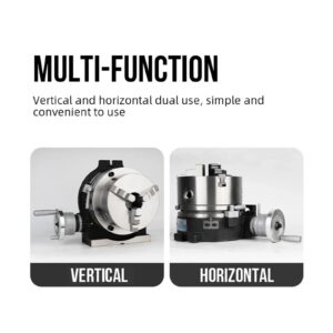 5' HV5 127 mm Indexing Turntable (Vertical and Horizontal) with 100 mm CNC Lathe Chuck for Grinding Mills(HV5 K11-100 3 Jaw)