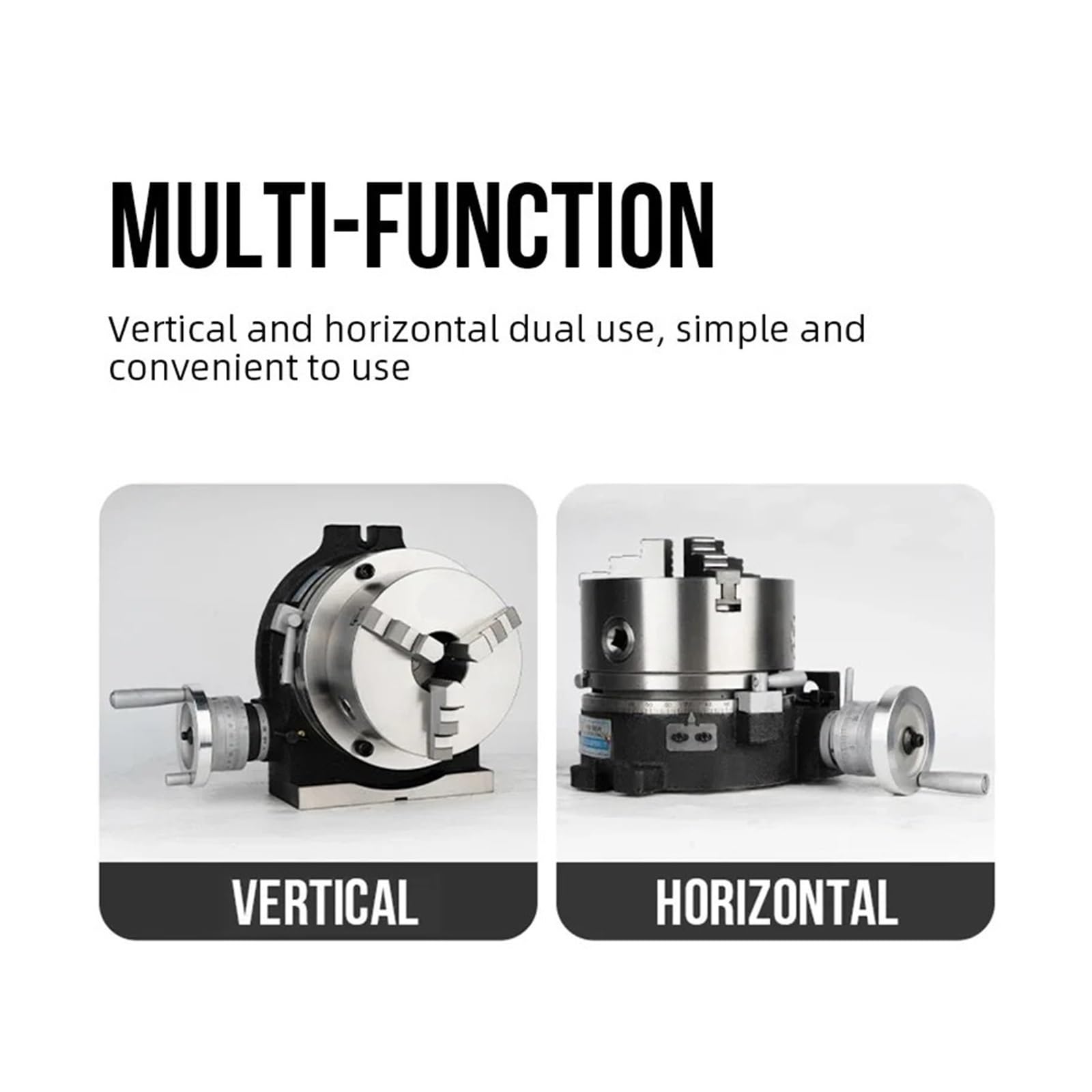 5' HV5 127 mm Indexing Turntable (Vertical and Horizontal) with 100 mm CNC Lathe Chuck for Grinding Mills(HV5 K11-100 3 Jaw)