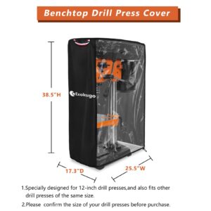 Benchtop Drill Press Cover,Suitability Drill Press Cover for Most Table 12-Inch Drill Press on the Market,Side with Transparent PVC Design,Black