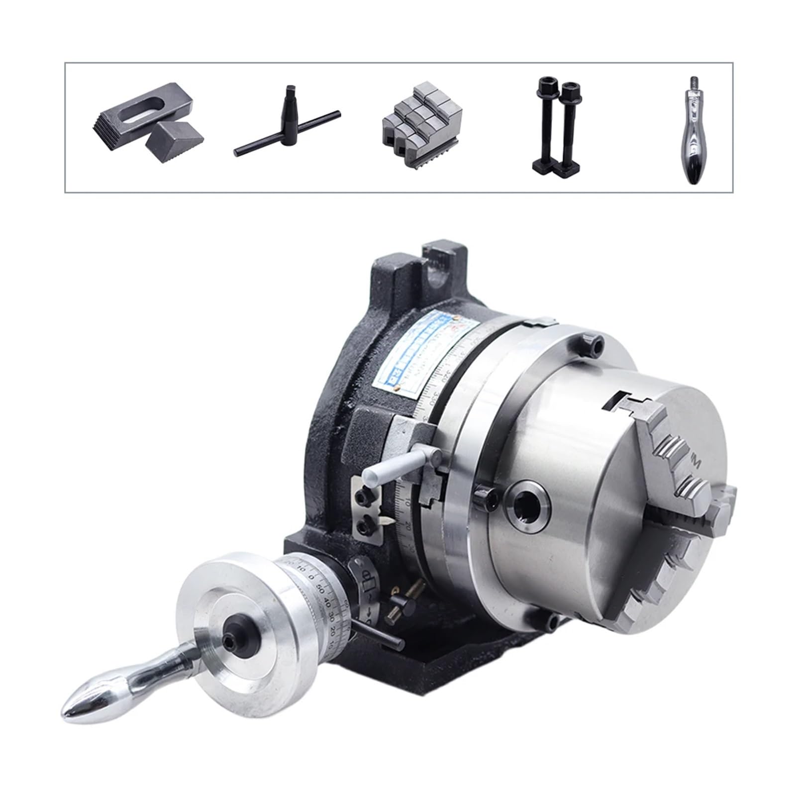 KACOME 6’ Universal Indexing Dials Rotary Table 125 3-Jaw Chuck Milling Machine Indexing Heads Vertical and Horizontal Indexers