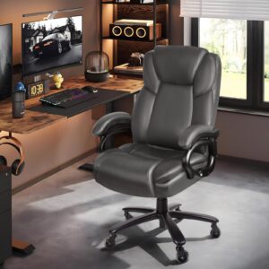 OFIKA Big and Tall Office-Chair 500lbs - Adjustable Lumbar Support, Office Chair for Heavy People, Heavy Duty High Back Executive Desk Chair with Wide Seat and Quiet Rubber Wheels, Large Office Chair