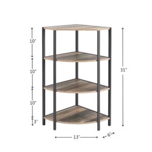 4-Tier Corner Open Shelf,Bookcase Freestanding Shelving Unit,Plant Stand Small Bookshelf for Living Room, Home Office, Kitchen, Small Space