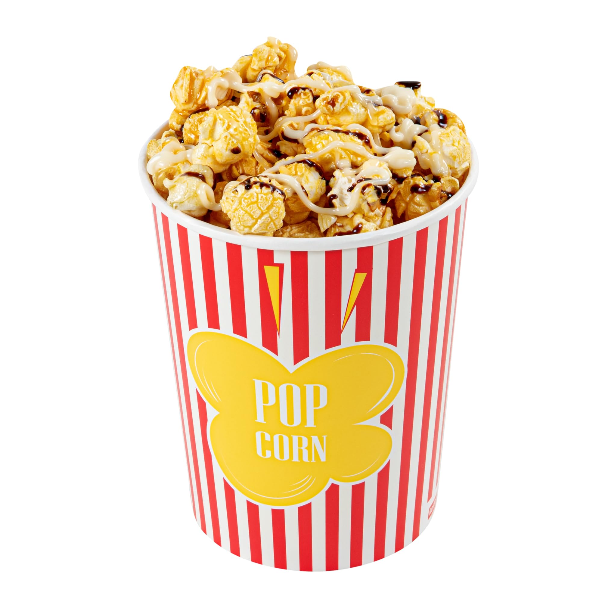 Restaurantware-Bio Tek 32 Ounce Popcorn Cups, 100 Striped Popcorn Tubs - Greaseproof, Disposable, Red Paper Party Popcorn Containers, For Movie Nights