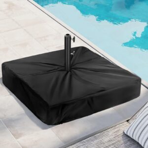 Rileytee Patio Umbrella Base Cover,Outdoor Heavy Duty 600D Waterproof Anti-UV Square Umbrella Stand Base Cover,Black,Cover Only (25"L x 25"W x 7"H)