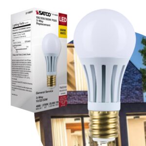 satco led three-way lamp, 10/22/33w, mogul base, 2700k, white finish (1)