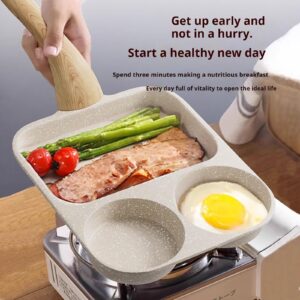 3 In 1 Frying Pan, Frying Pan, Cooking Steak Pan, Non-Stick Egg Pan, Breakfast Pan, Flat Bottom Egg Hamburger Pan (3-In-1B)