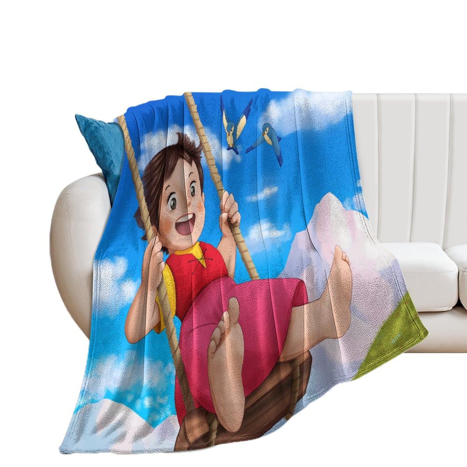 Heidi,a Girl of The Alps Poster Japanese Anime Fleece Throw Blanket for Bed Couch Sofa 300GSM Super Soft and Warm Flannel Blankets Home Decor 30"x40"