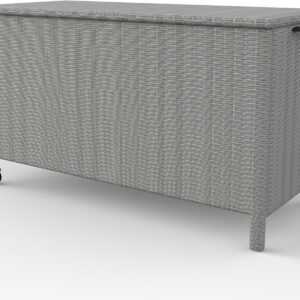 GarveeHome 120 Gallon Large Deck Box - Built-In Handles, Wheels, Rattan Waterproof, Patio Furniture Cushions, Garden Tools