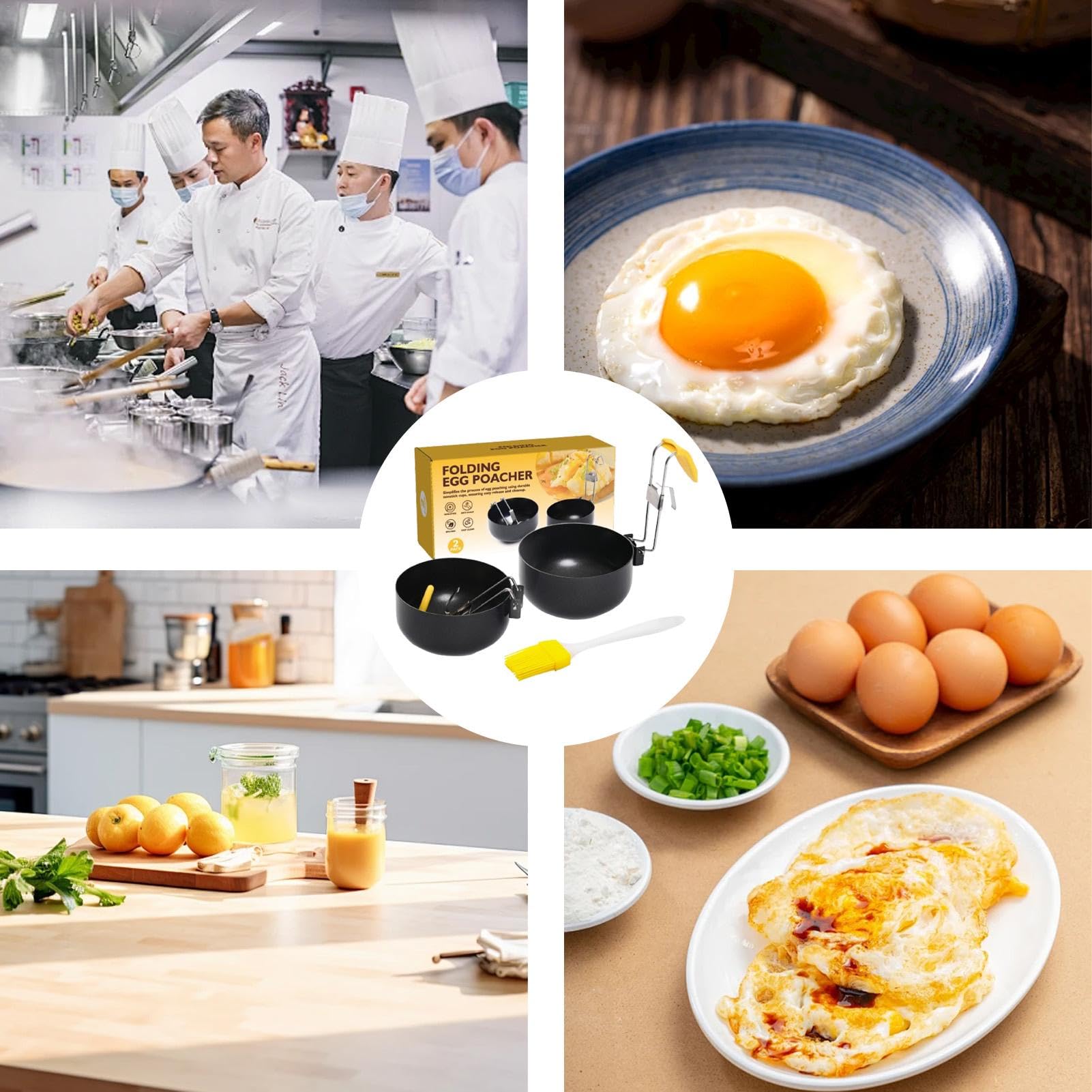 Egg Rings For Frying Eggs,Stainless Steel Egg Cooking Rings, Omelet And Muffins Round Pancake Mold For Frying Eggs, Egg Rings For Frying Egg Mold With Oil Brush, Pancake Omelet Patty Molds, Round