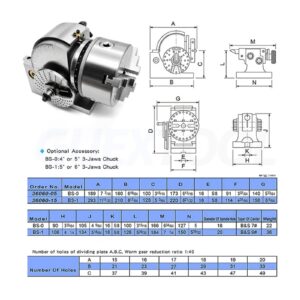 KACOME Three-jaw Chuck milling Machine Indexing Head Machine Tools Rotary Table Universal indexing Table Rotary Type Vertical Type Horizontal Type