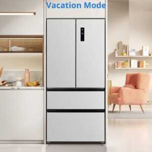 French Door Refrigerator, 33" & 18.8Cu.Ft Counter Depth French Refrigerator, 4-Door Stainless Steel Refrigerator w/6.5Cu.Ft Freezer Capacity, Kitchen Fridge w/Digital Temperature Control Auto Defrost