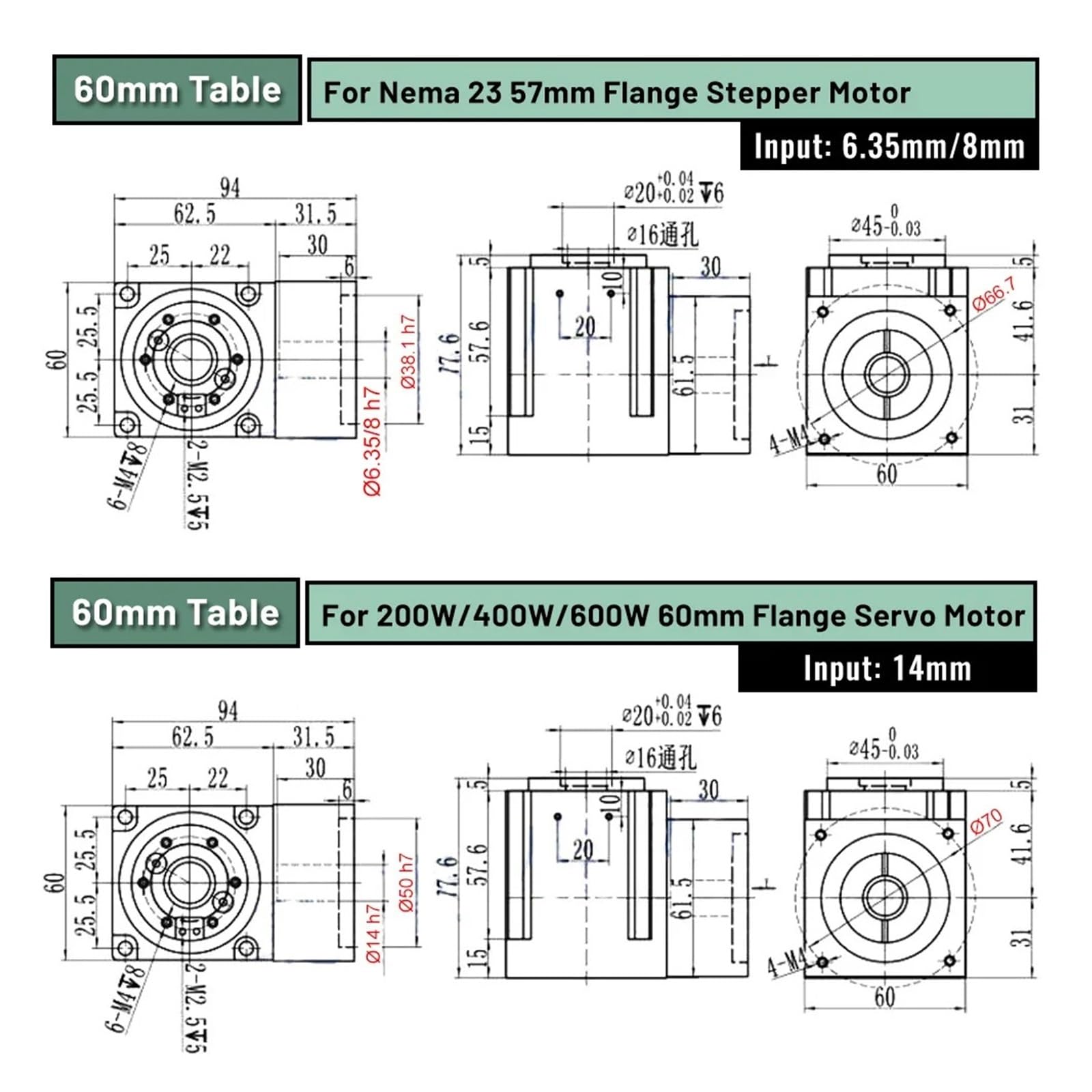 KACOME High Load Rounders Hollow Rotary Table Reducers Motorized Rotary Table Indexing Plate Replacements DD Motorized Cam Dividers(60 Table-20kg Load,14mm Input)