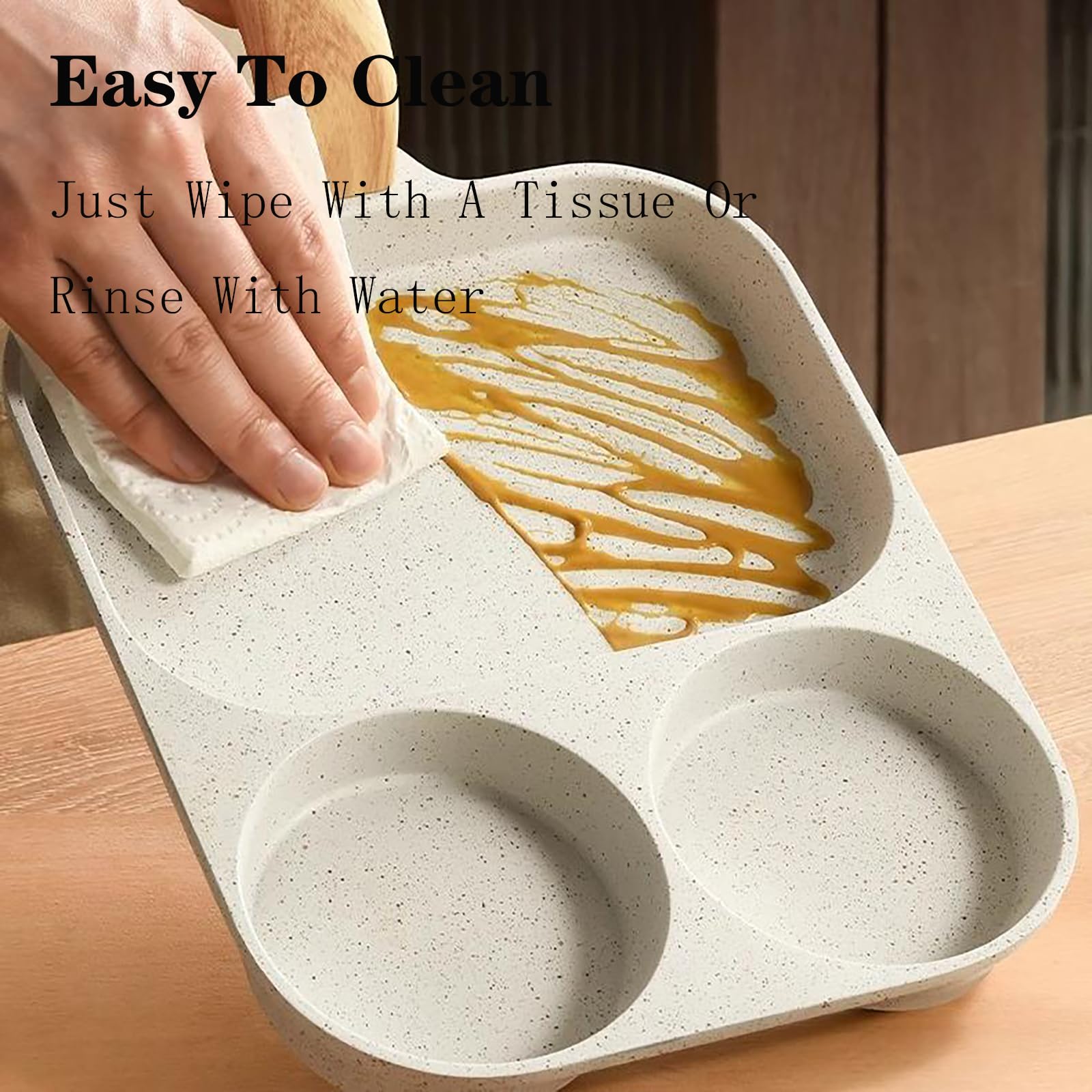 3 In 1 Frying Pan, Frying Pan, Cooking Steak Pan, Non-Stick Egg Pan, Breakfast Pan, Flat Bottom Egg Hamburger Pan (3-In-1B)