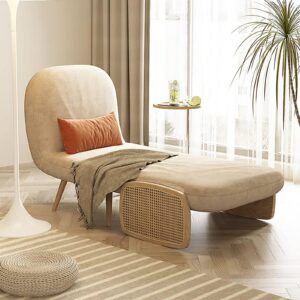 homary Sofa Bed Mid-Century Rattan Daybed Single Foldable Sofa Bed Couch Convertible Sleeper Lounge Chair