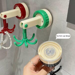 360 Degrees Rotating Folding Hook, Kitchen Hooks for Hanging Utensils, Self-Adhesive Suction Cup Hooks Rotating Kitchen Utensil Holder, Multi-Purpose Kitchen Utensil Hanger with