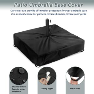 Rileytee Patio Umbrella Base Cover,Outdoor Heavy Duty 600D Waterproof Anti-UV Square Umbrella Stand Base Cover,Black,Cover Only (25"L x 25"W x 7"H)