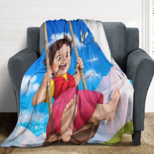 Heidi,a Girl of The Alps Poster Japanese Anime Fleece Throw Blanket for Bed Couch Sofa 300GSM Super Soft and Warm Flannel Blankets Home Decor 30"x40"