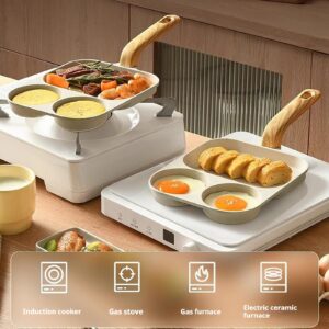 3 In 1 Frying Pan, Frying Pan, Cooking Steak Pan, Non-Stick Egg Pan, Breakfast Pan, Flat Bottom Egg Hamburger Pan (3-In-1B)