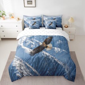 feelyou eagle comforter set with sheets full size snow mountain bed in a bag for boys girls teens flying eagle 7 pieces bedding set sky blue bed set room decor