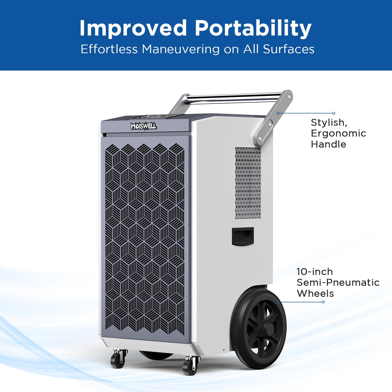 Moiswell 260 Pints Commercial Dehumidifier with Pump and Drain Hose for Basements, Heavy Duty Commercial Grade Dehumidifiers for Large Spaces, Warehouse, Industry Water Damage Unit, Auto Defrost