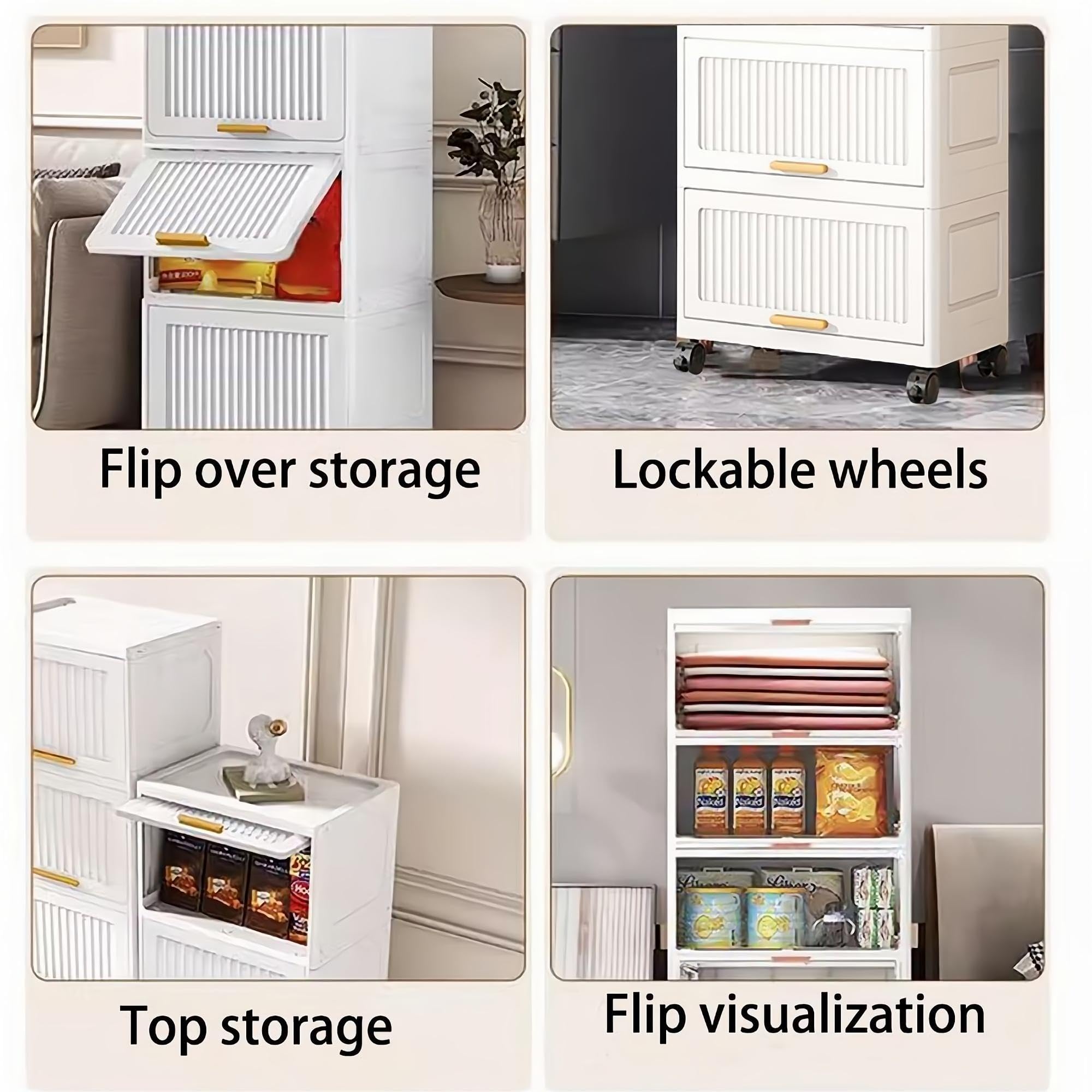 Holaki 4 Tier Tall Dresser, Plastic Vertical Storage Bins Flip Open Storage Box Organizer With Wheels for Bedroom Entryway Dorm,White