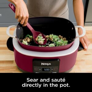 Ninja Foodi PossibleCooker PRO MC1000 8.5Qt Multicooker 8 in 1 Slow Cooker, Dutch Oven, Steam Bake Roast Sear Sauté Bread Maker Warmer, Glass Lid, Integrated Spoon, Nonstick (Cherry)