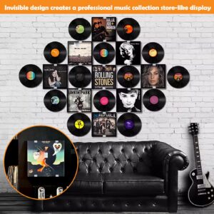 Vodolo Vinyl Record Wall Mount,36 PCS Acrylic Vinyl Record Holder Self Adhesive Clear Vinyl Display Shelf No Drill Vinyl Storage Shelves for Album Covers Display and Home Wall Decoration