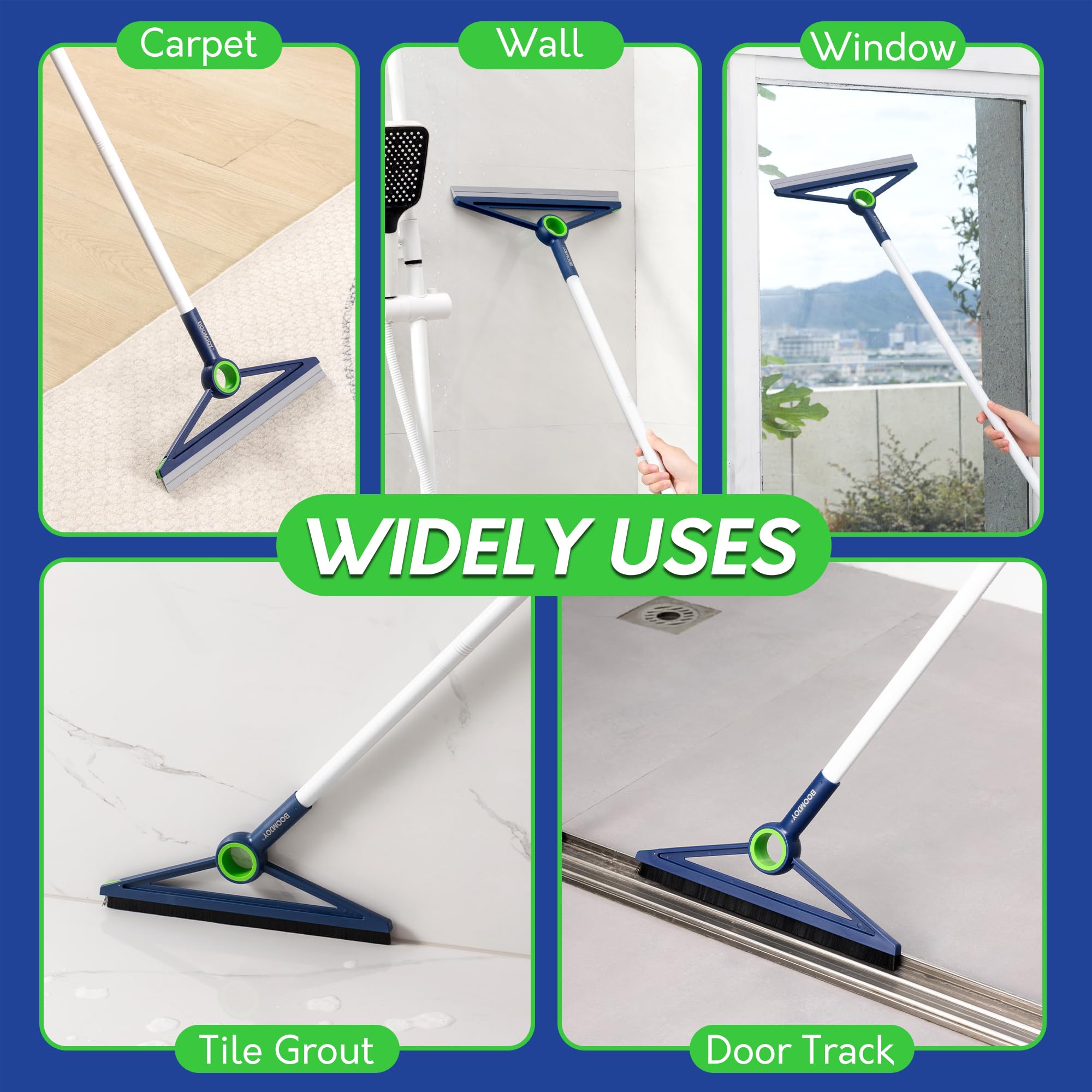 BOOMJOY Multifunction Magic Broom, Rubber Broom, Squeegee Broom for Floor, Silicone Broom for Pet Hair, Sweeping Water, Dust, Cleaning Window, Glass