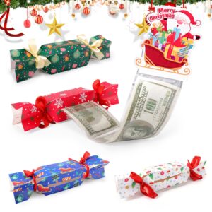 vodolo 4pcs christmas money box for cash gift pull,funny surprise box money gift box for kids adults,candy christmas money holders exploding money roll pull pouch,creative ways to give money gifts