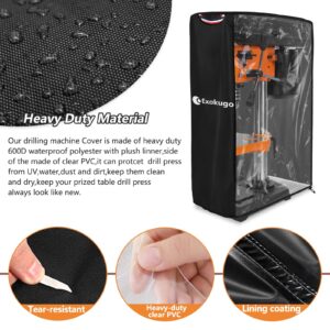 Benchtop Drill Press Cover,Suitability Drill Press Cover for Most Table 12-Inch Drill Press on the Market,Side with Transparent PVC Design,Black