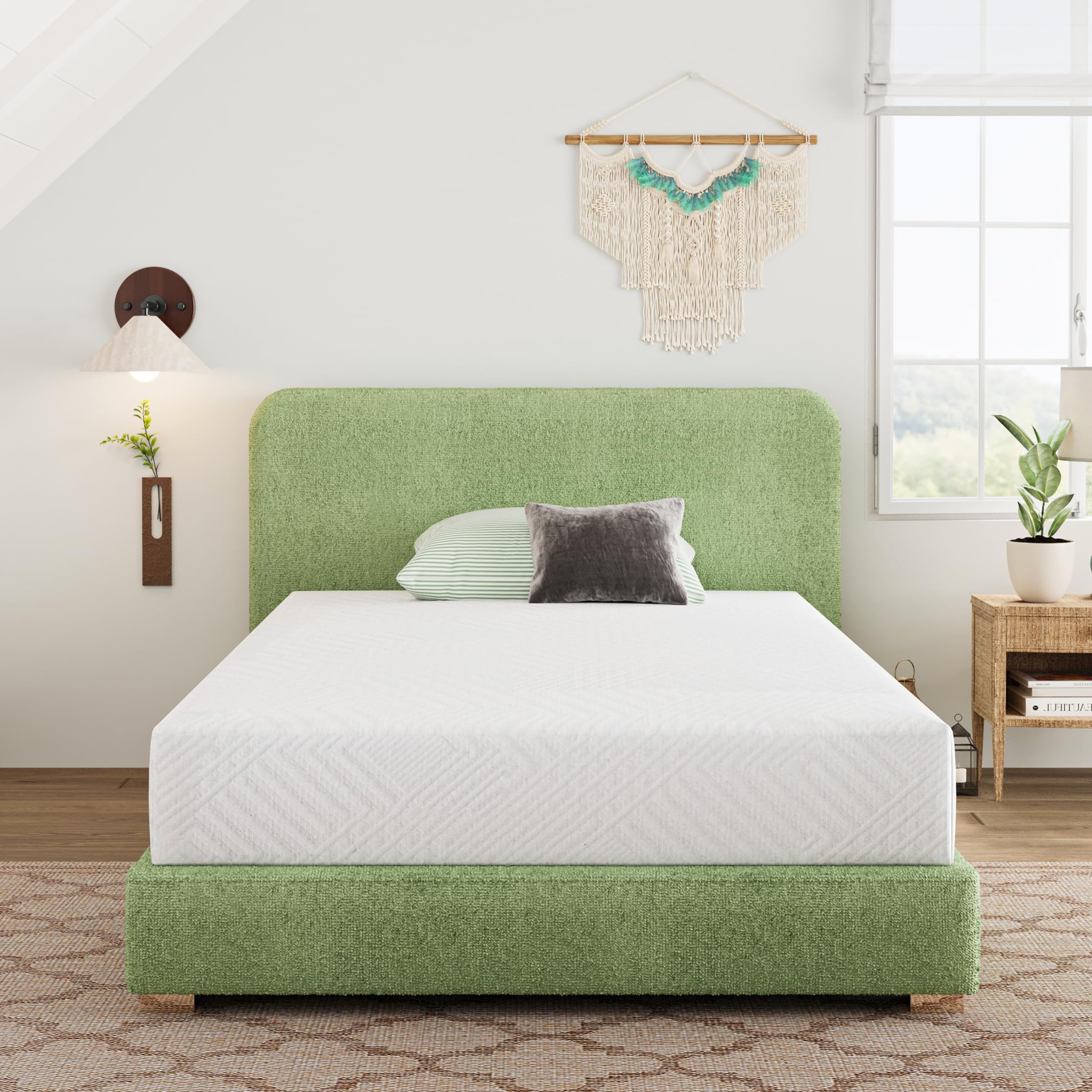 Onmertru 6 Inch Twin Size Green Tea Memory Foam Mattress, Fiberglass-Free Medium Firm Mattress in a Box, Pressure Relief, CertiPUR-US