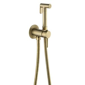 zlocyivhe handheld bidet sprayer for toilet wall mounted cloth diaper sprayer kit brass bidet sprayer set single handle toilet bidet sprayer kit with 150cm shower hose,brushed gold(brushed gold)