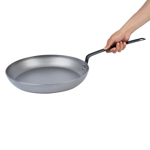 Restaurantware Met Lux 14 Inch Fry Pans, 6 No-Stick Frying Pans - Induction-Ready, Triple-Riveted, Silver Carbon Steel Cooking Skillets, Durable, For Searing, Sauteing, And Browning Food